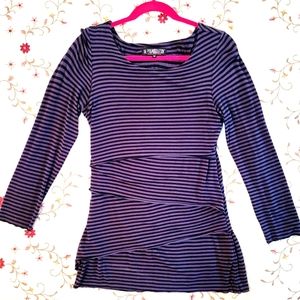 Pyramid Collection  Layered Striped Tunic/Sweater